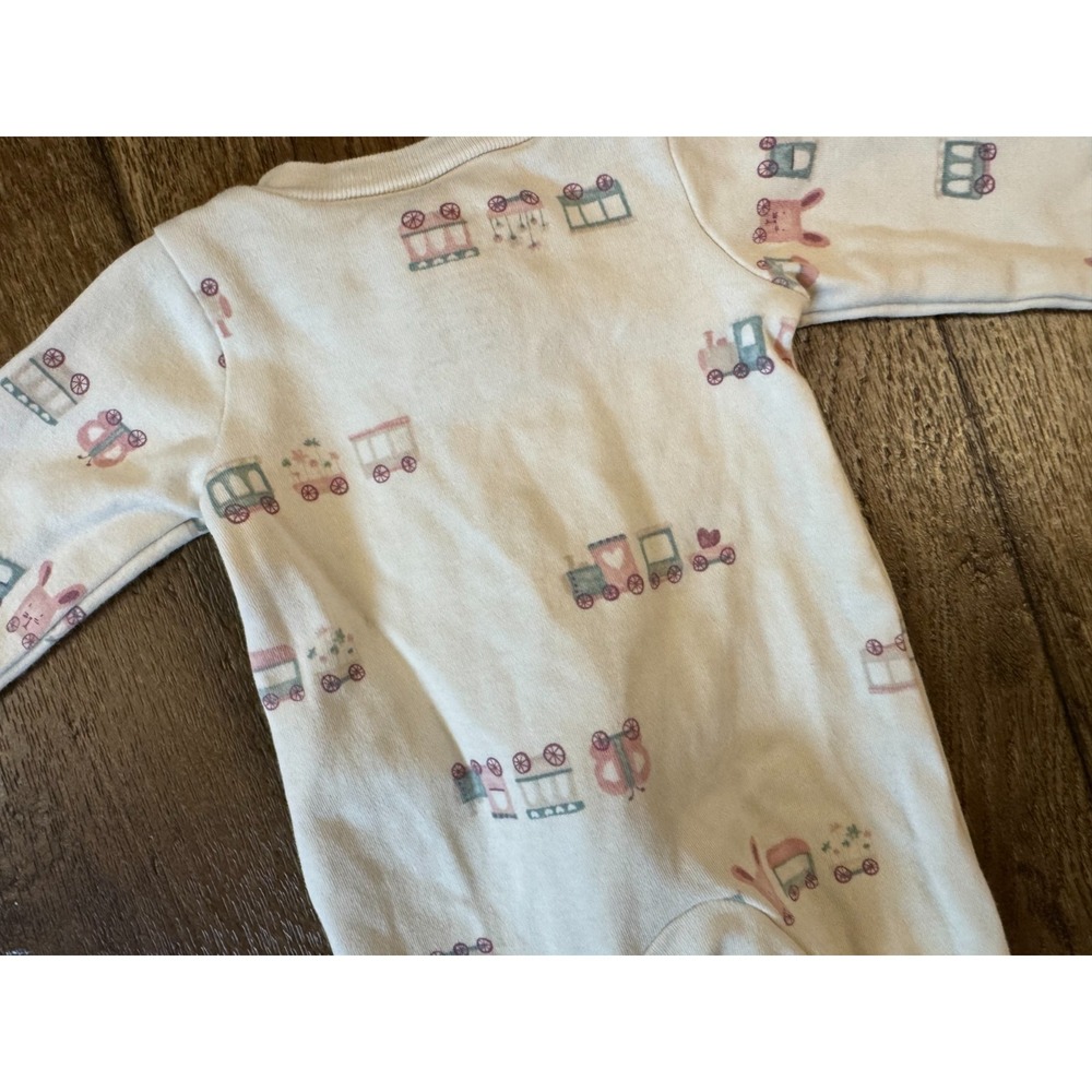 Baby Girl Preemie Clothes Sleeper Outfit Footie 2 Way Zipper Train Bunny Carters - Picture 5 of 7